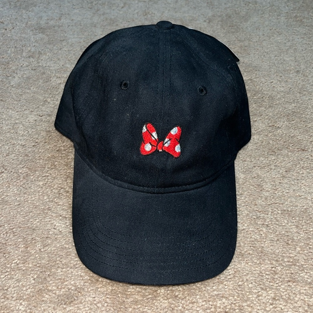 NWT Disney Minnie Mouse Polka Dot Bow Strapback Hat Cap